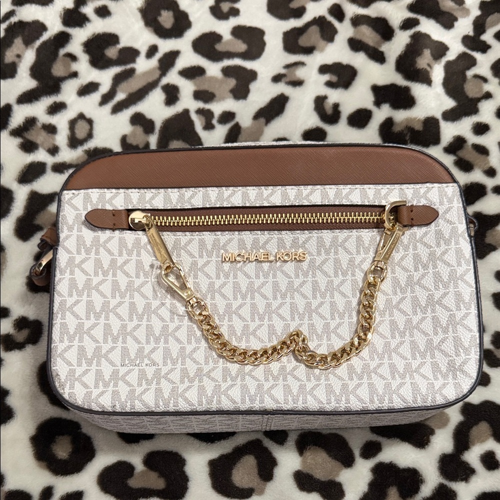 Michael Kors Tan and Cream Crossbody Bag
